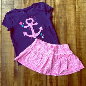 Girls 4T Nautical Outfit Navy & Pink Hearts Anchor