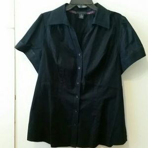 Lane Bryant Sz 16 Black button up blouse