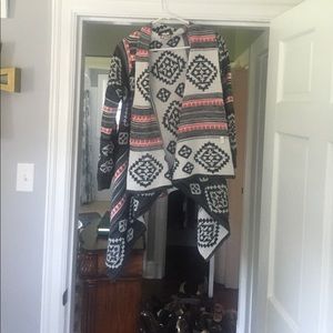 Black gray and coral cardigan