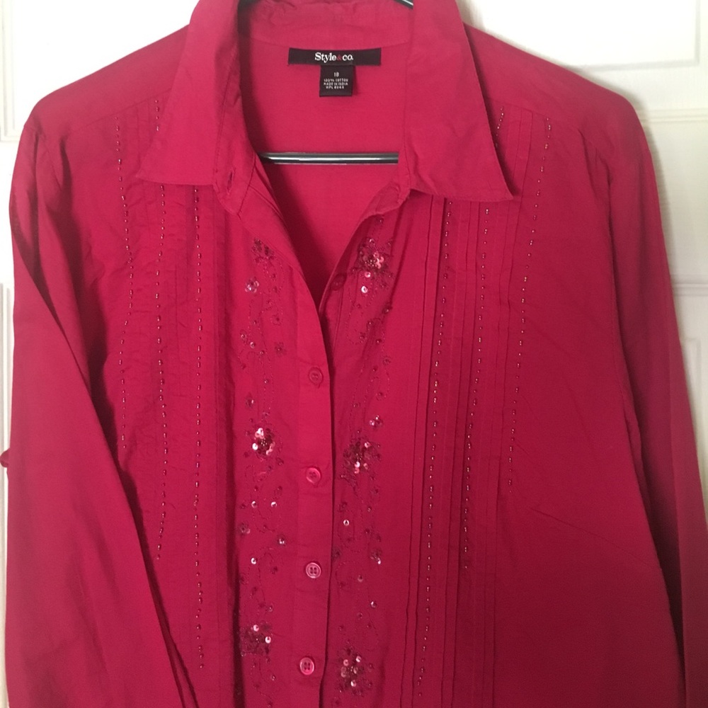 DARK RED EMBELLISHED SHIRT