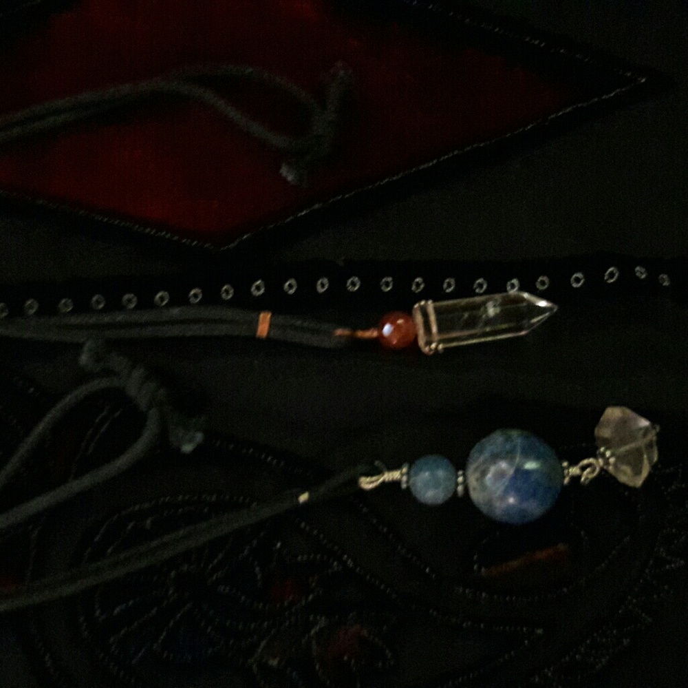 Blue lapis necklace and crystal point neclace