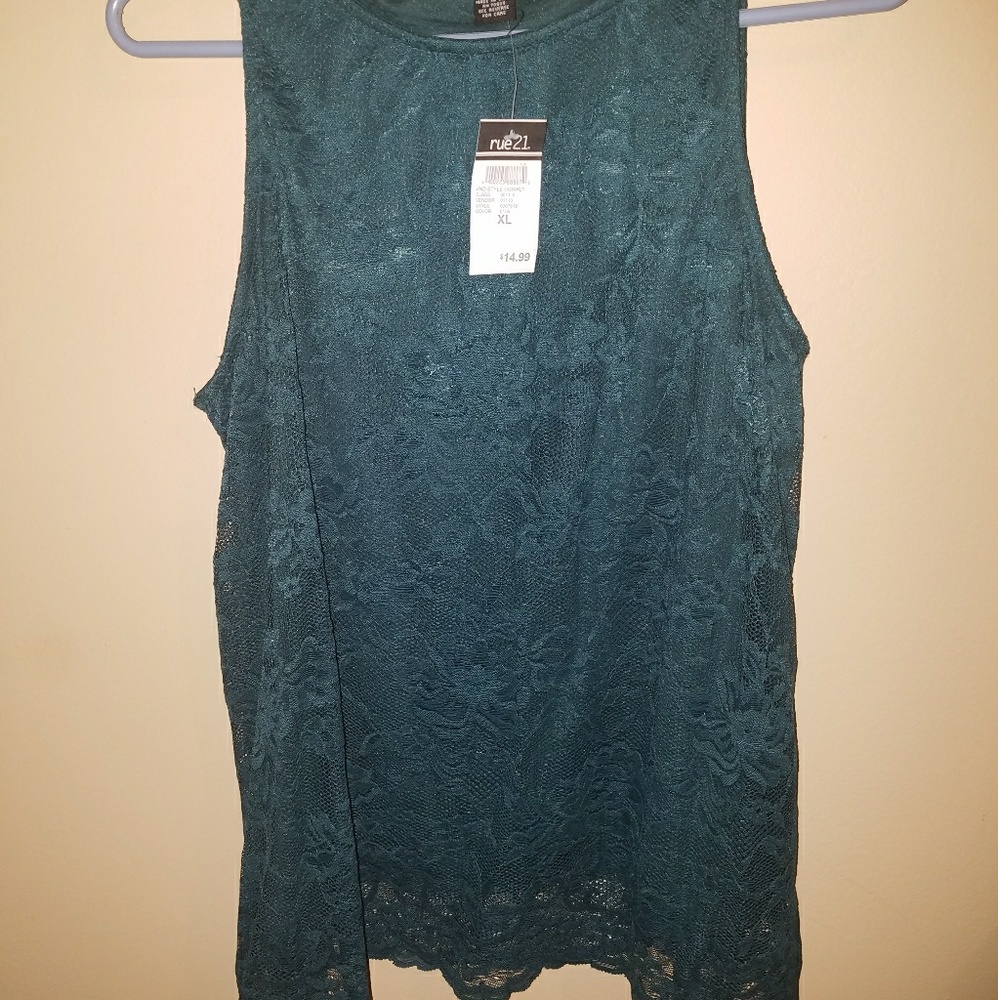 BEAUTIFUL LACE TEAL TANK