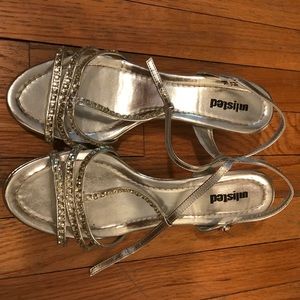 Silver kitten heel sandals
