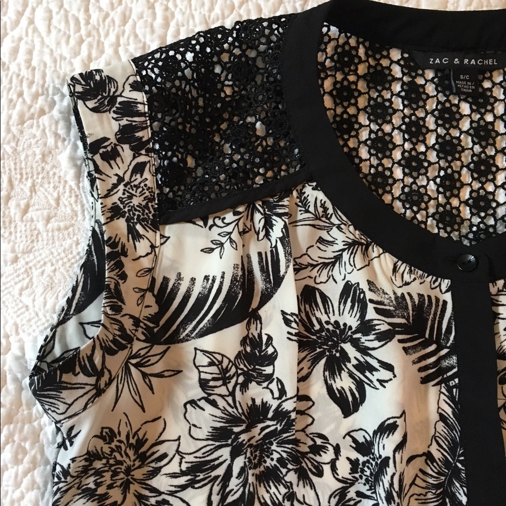 Anthropologie black and white floral summer top