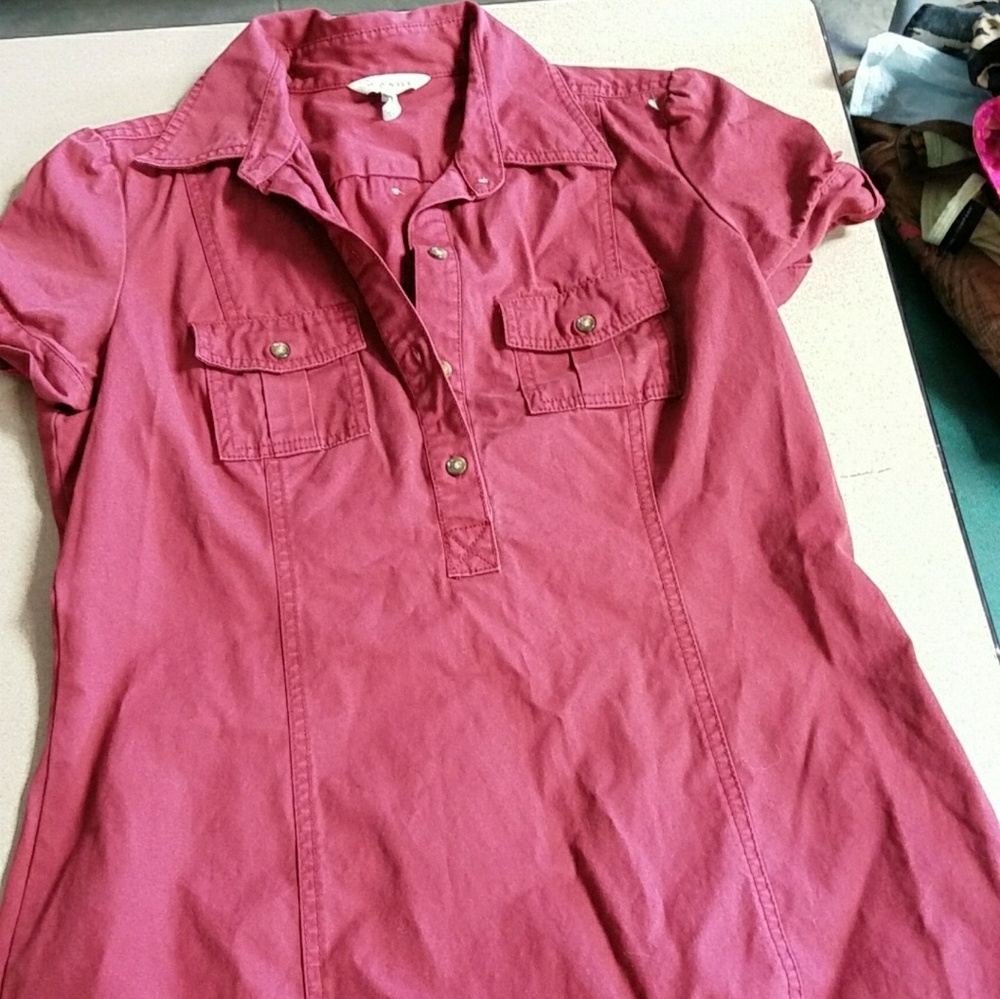 Old Navy Red button up shirt dress