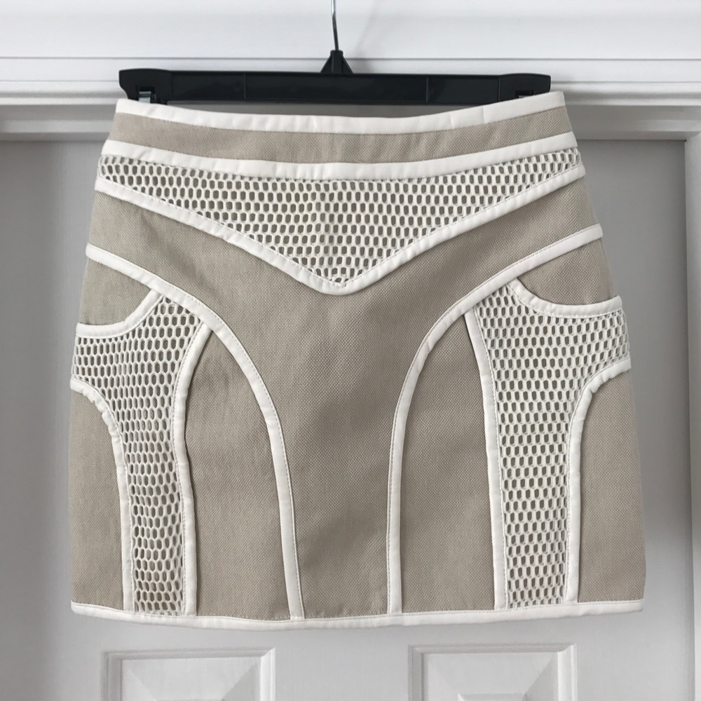Duck and Dressing Linen & Faux Leather Mini Skirt