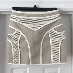 Duck and Dressing Linen & Faux Leather Mini Skirt