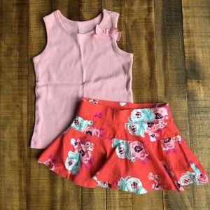 Girls 4T Floral Skort and Tank Bundle Like New!