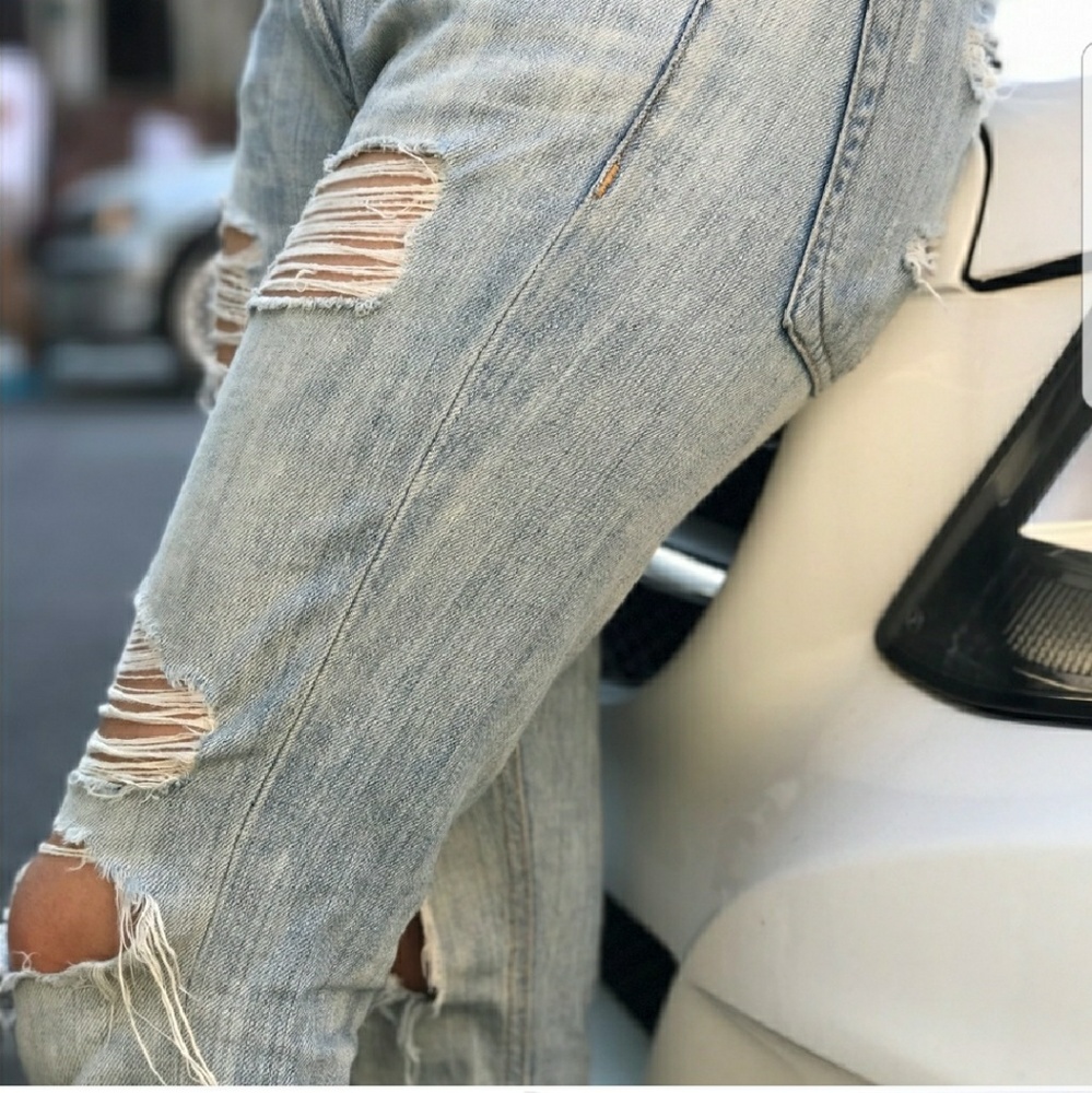 Destroyed jeans.