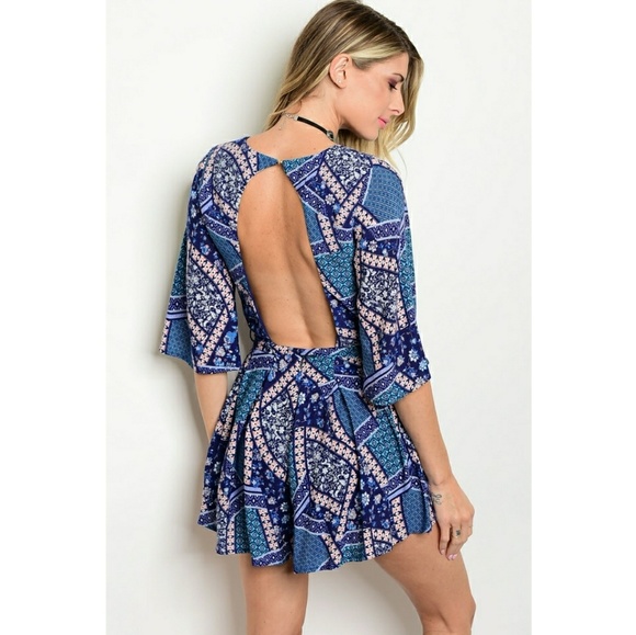 Navy Multi Romper - Picture 2 of 2