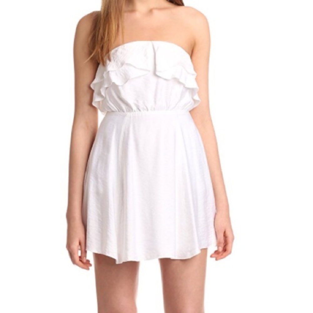 BCBGeneration White Strapless Ruffle Dress
