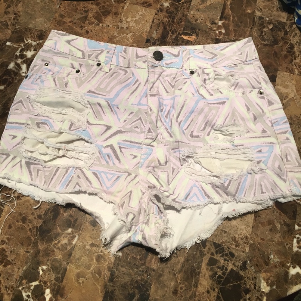 BDG printed high waisted cutoff shorts