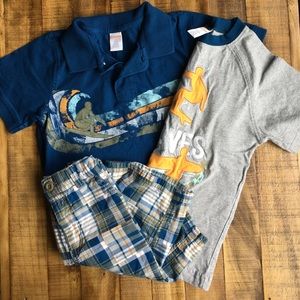 Boys 6 Gymboree 3 Piece Shorts T-Shirt Polo Surf