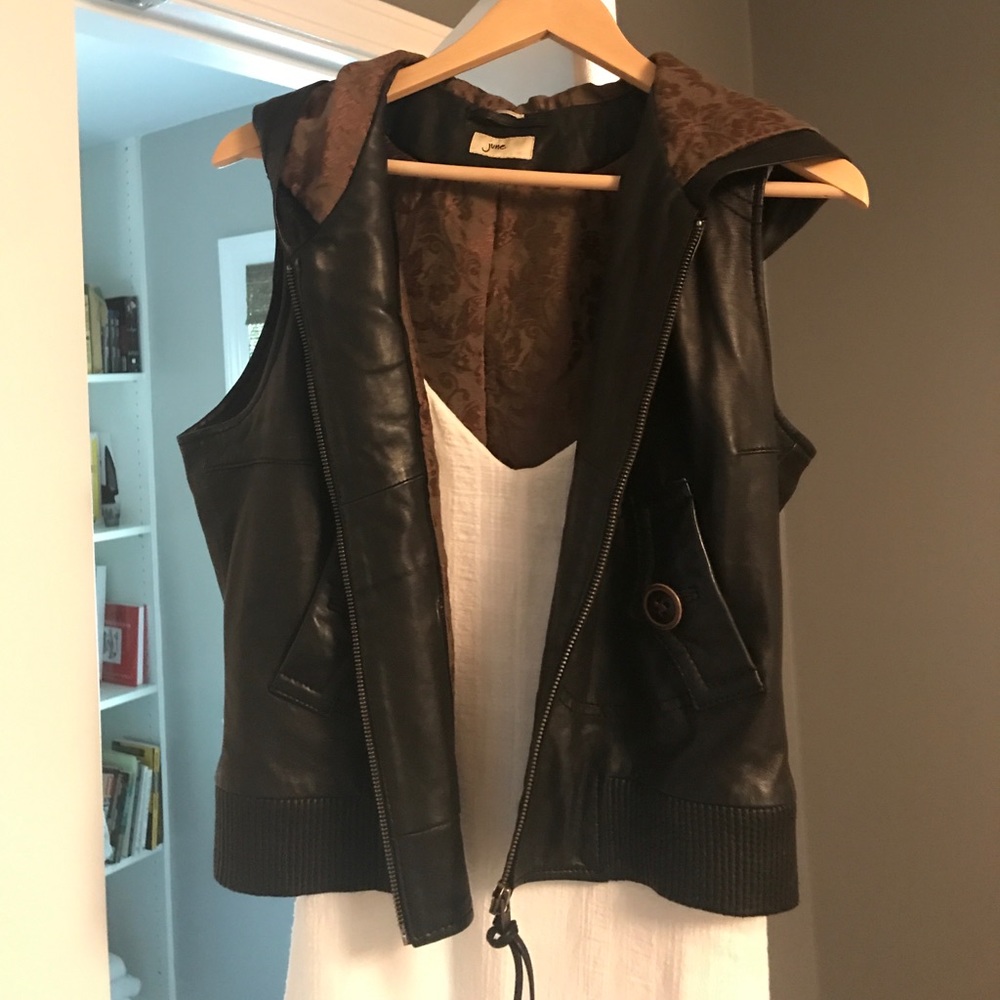 Soft leather jacket with hood