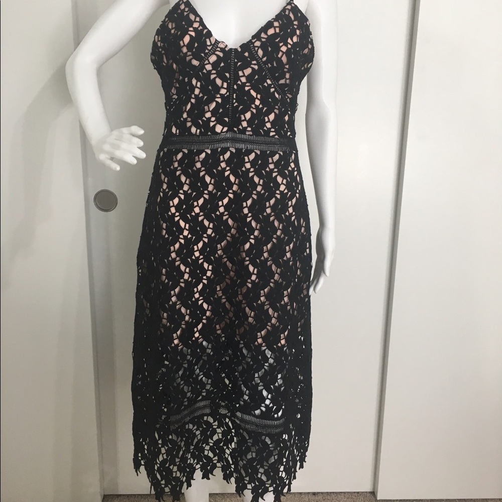 Sexy black lined midi dress