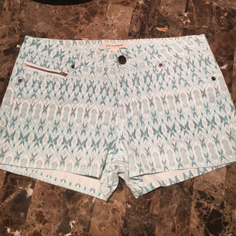 Teal Aztec print shorts