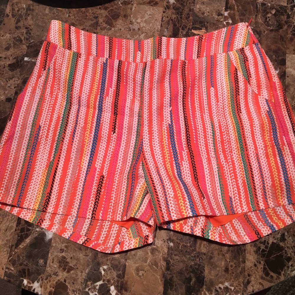 High waisted colorful printed shorts