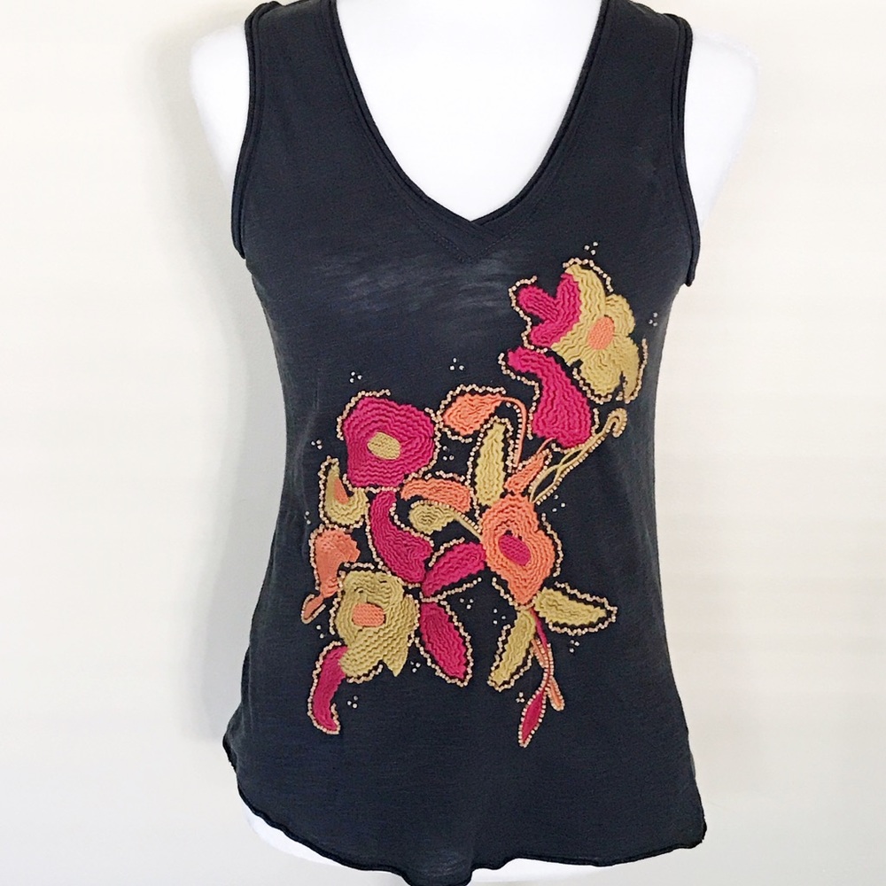 Anthro• C. Keer embroidered floral tank ✨
