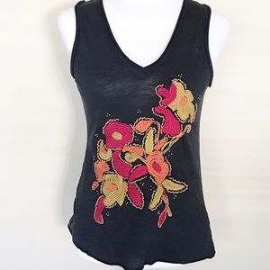 Anthro• C. Keer embroidered floral tank ✨