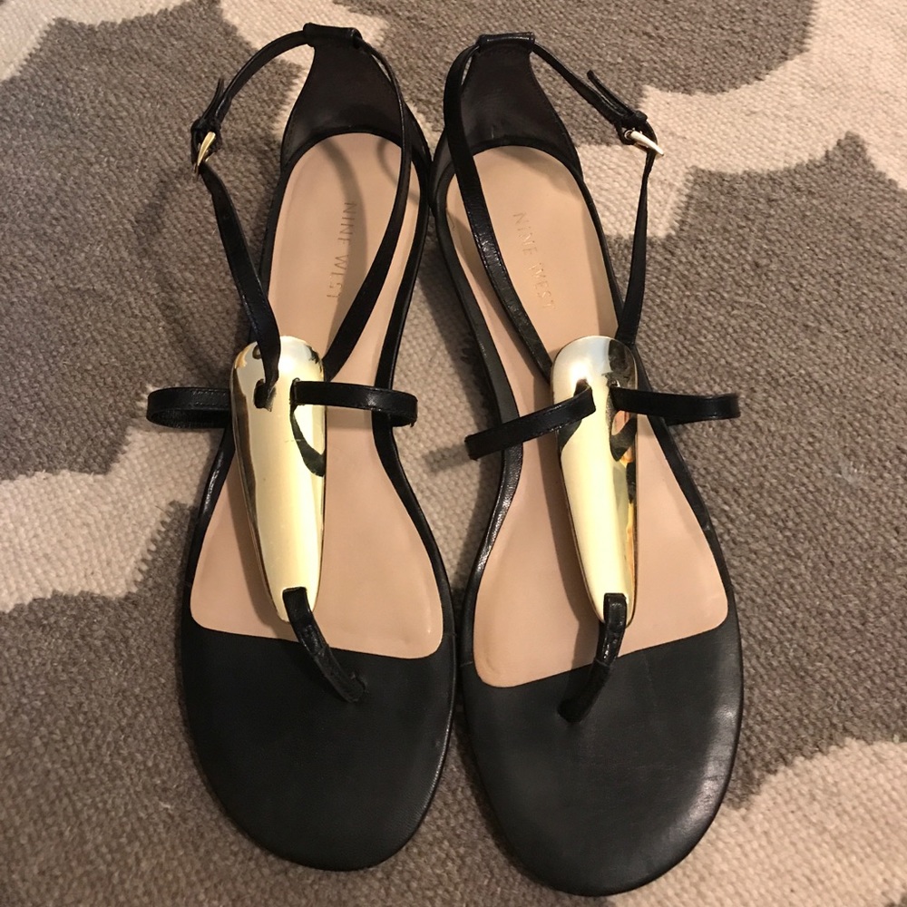 Black and gold sandals