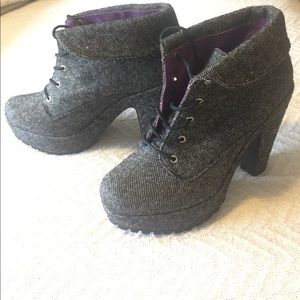Vance Grey Tweed BLOWFISH heeled booties