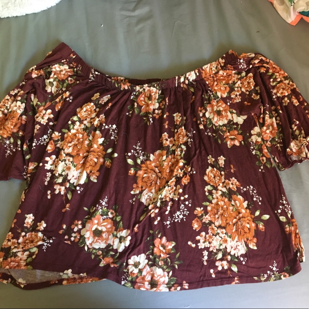 Floral off the shoulder shirt