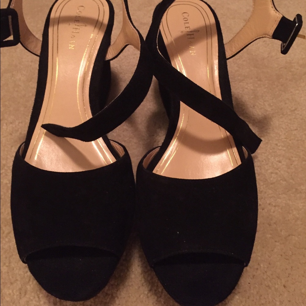 Size 6 "suede" Cole Haan platform wedges