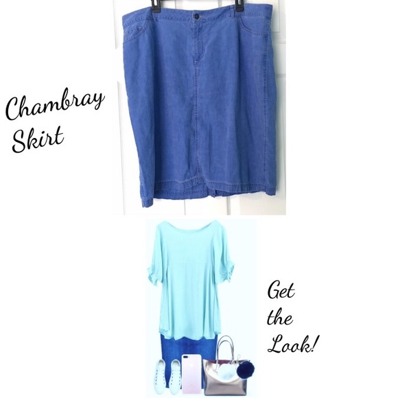 Coldwater Creek Skirts - Coldwater Creek Chambray Skirt Blue Linen Plus sz Coldwater Creek Skirts - Coldwater Creek Chambray Skirt Blue Linen Plus sz