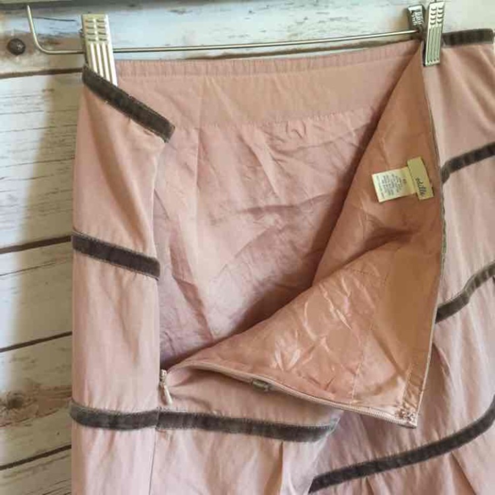 ANTHROPOLOGIE Pink Skirt w/ Velvet Ribbon Trim - Picture 4 of 4