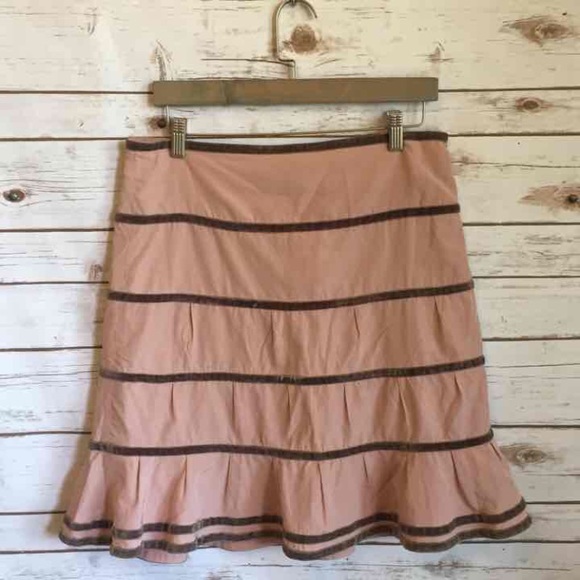 Anthropologie Dresses & Skirts - ANTHROPOLOGIE Pink Skirt w/ Velvet Ribbon Trim