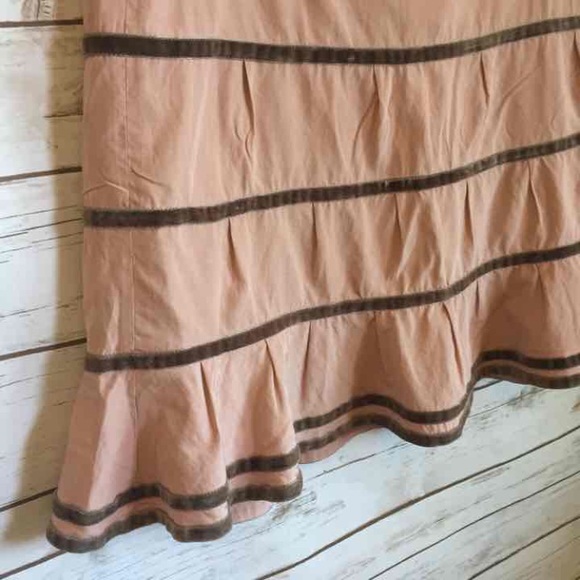 ANTHROPOLOGIE Pink Skirt w/ Velvet Ribbon Trim - Picture 2 of 4