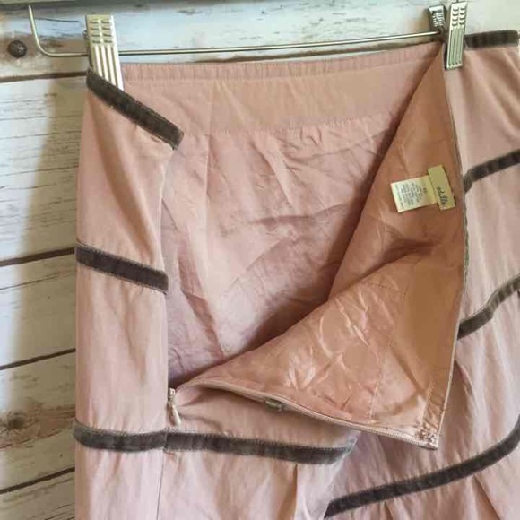 ANTHROPOLOGIE Pink Skirt w/ Velvet Ribbon Trim - Picture 4 of 4