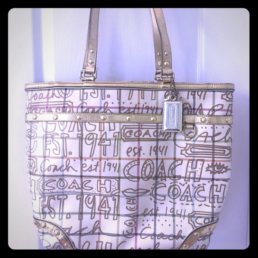 Coach Tattersall Graffiti Large Tote