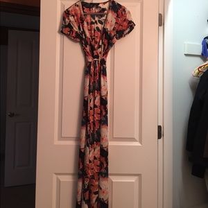 Floral maxi wrap dress