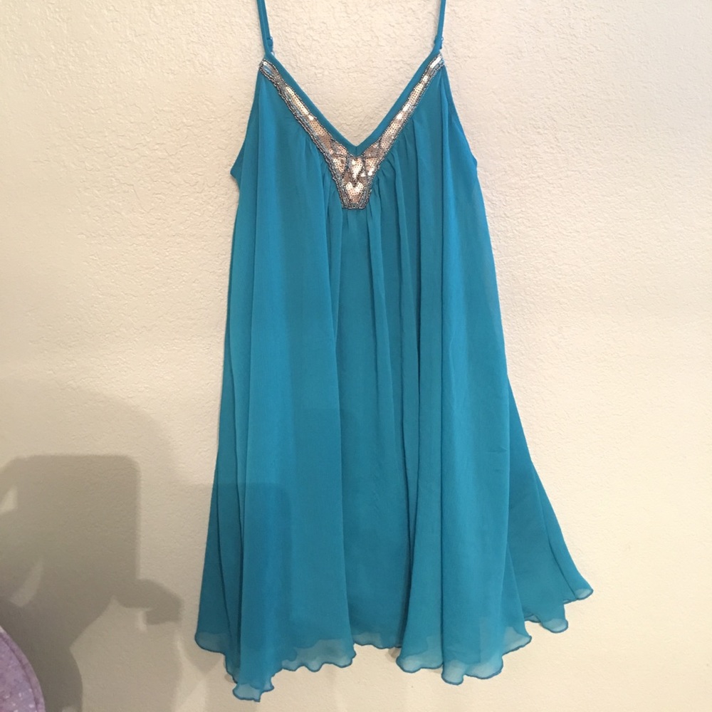 Express Teal Trapeze Dress
