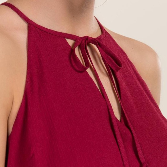 NWT Alya Burgundy peasant tassel top - Picture 2 of 8