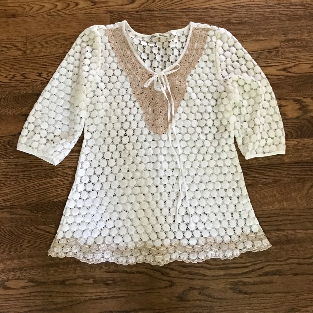 Sweater with Lace Trim