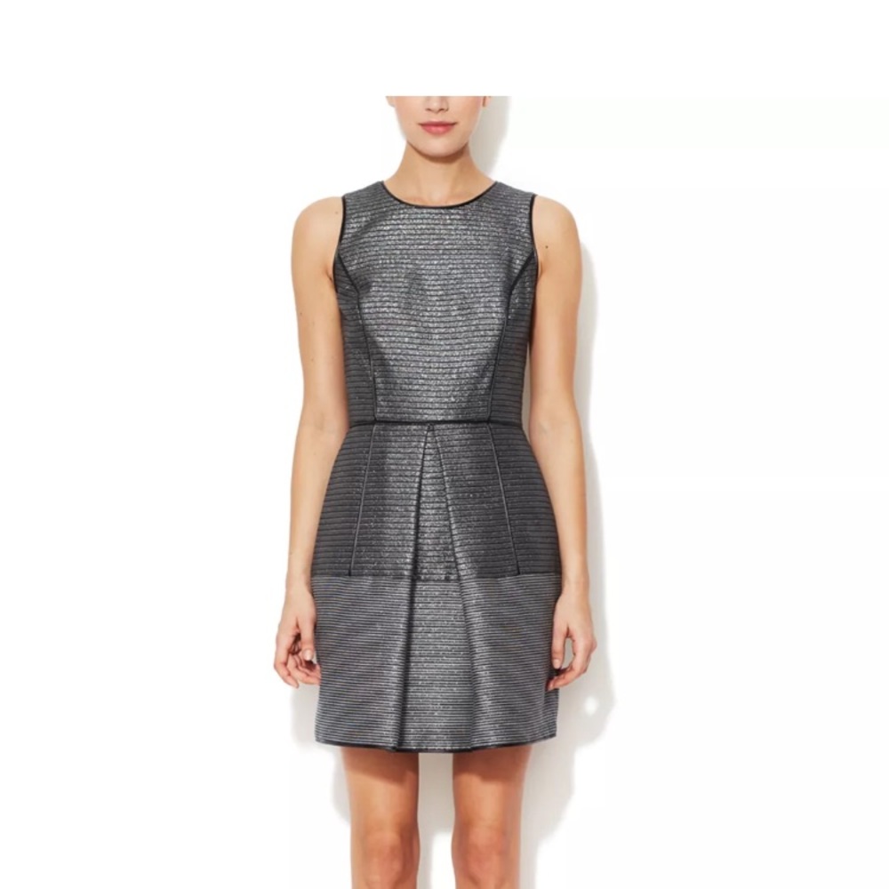 CYNTHIA STEFFE Black Silver Jaquard Dress 10 M