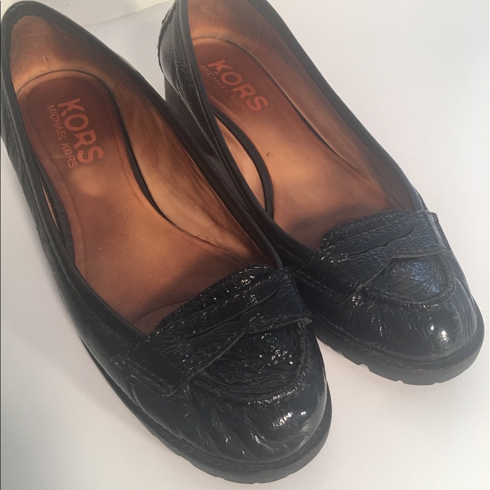 Michael Kors Black Patent Leather Penny Loafers