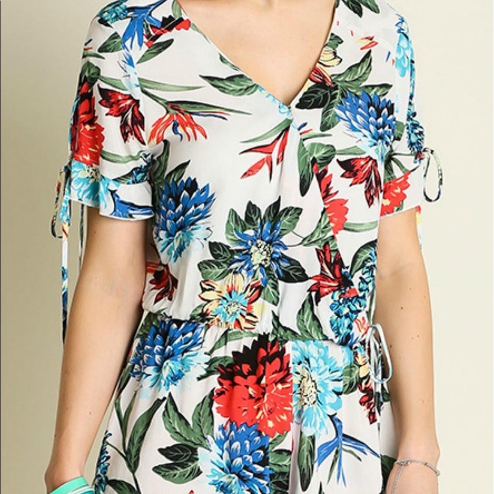 Tropical Romper- Light blue