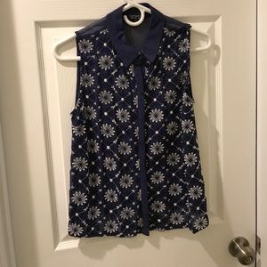 TOPSHOP Flower Button Up Tank