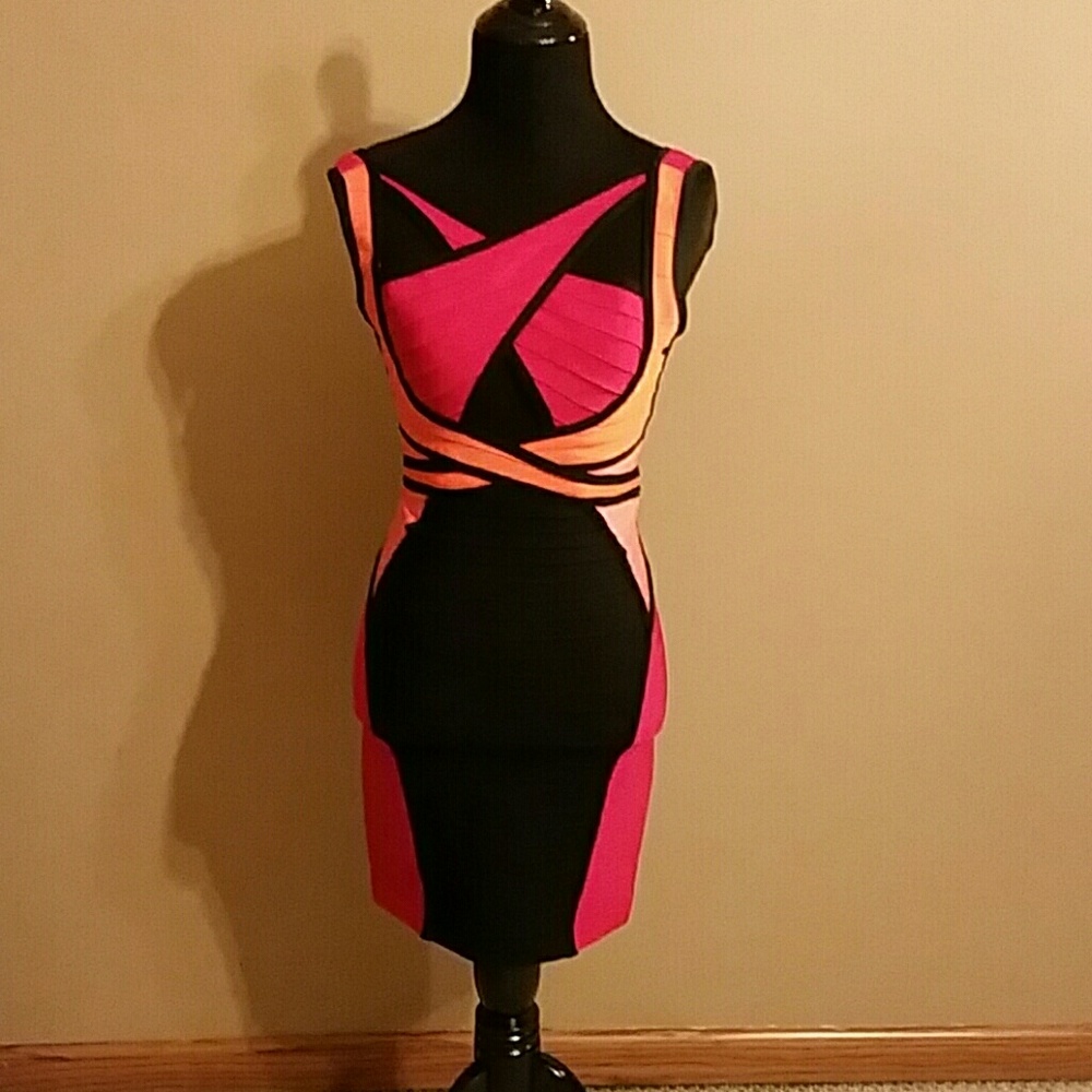 Colorblock bandage dress