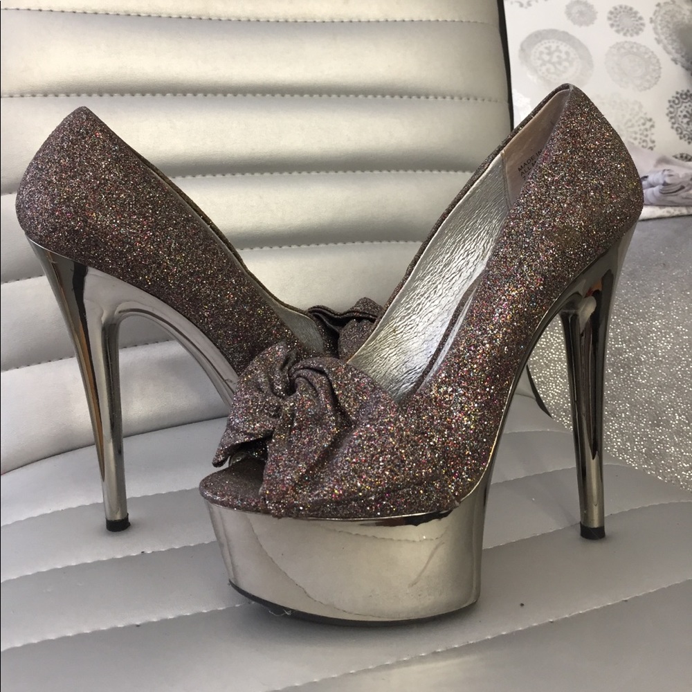 Black glitter wedges