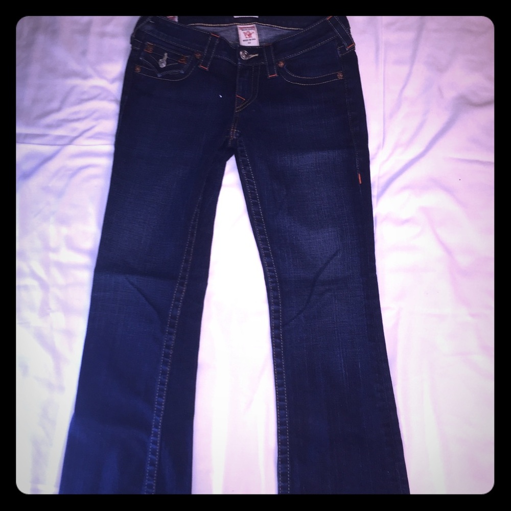 Boot cut jeans.