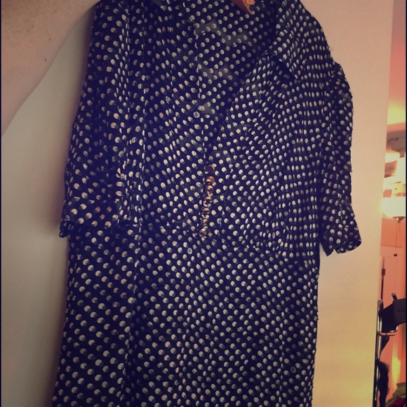 Dark blue cream and light blue printed dress - Picture 1 of 5