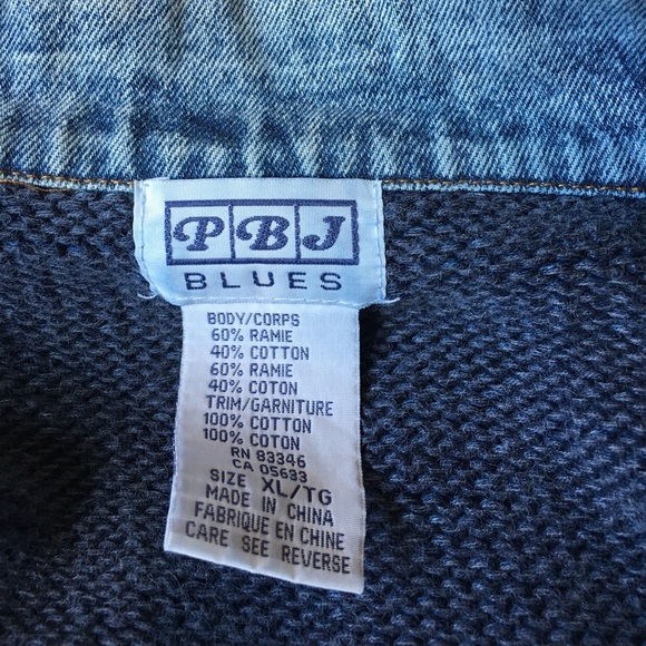 Vintage Jackets & Coats - Vintage Denim Sweater Jacket XL PBJ BLUES Vintage Jackets & Coats - Vintage Denim Sweater Jacket XL PBJ BLUES