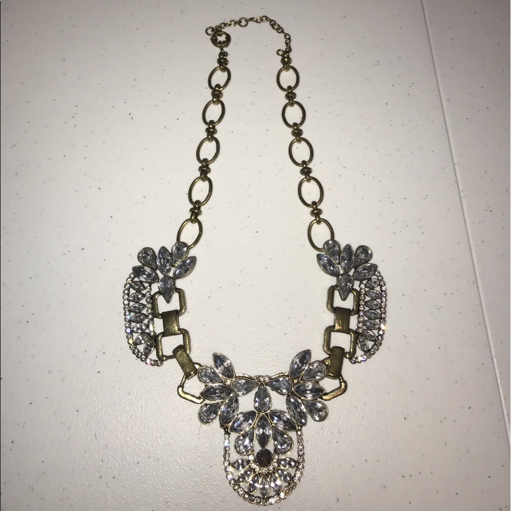 Gold & Clear Crystal Statement Necklace