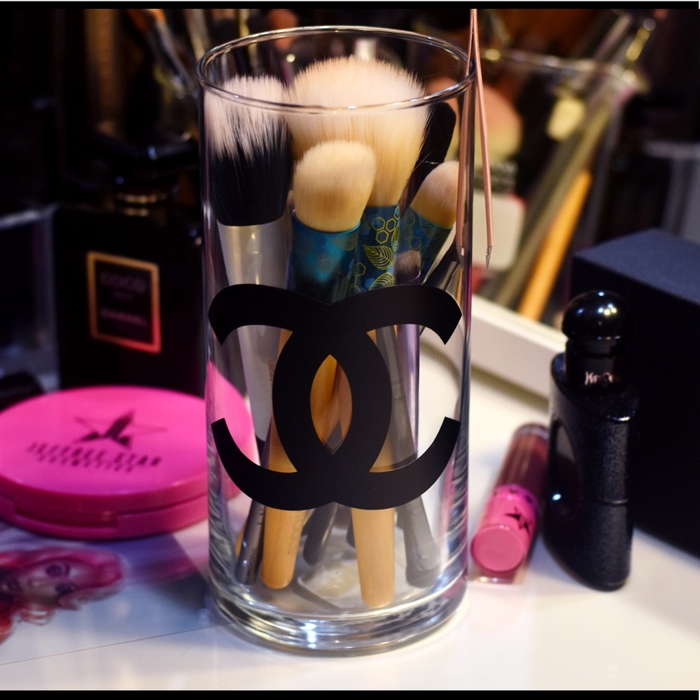 Custom Glass Makeup Brush Holder