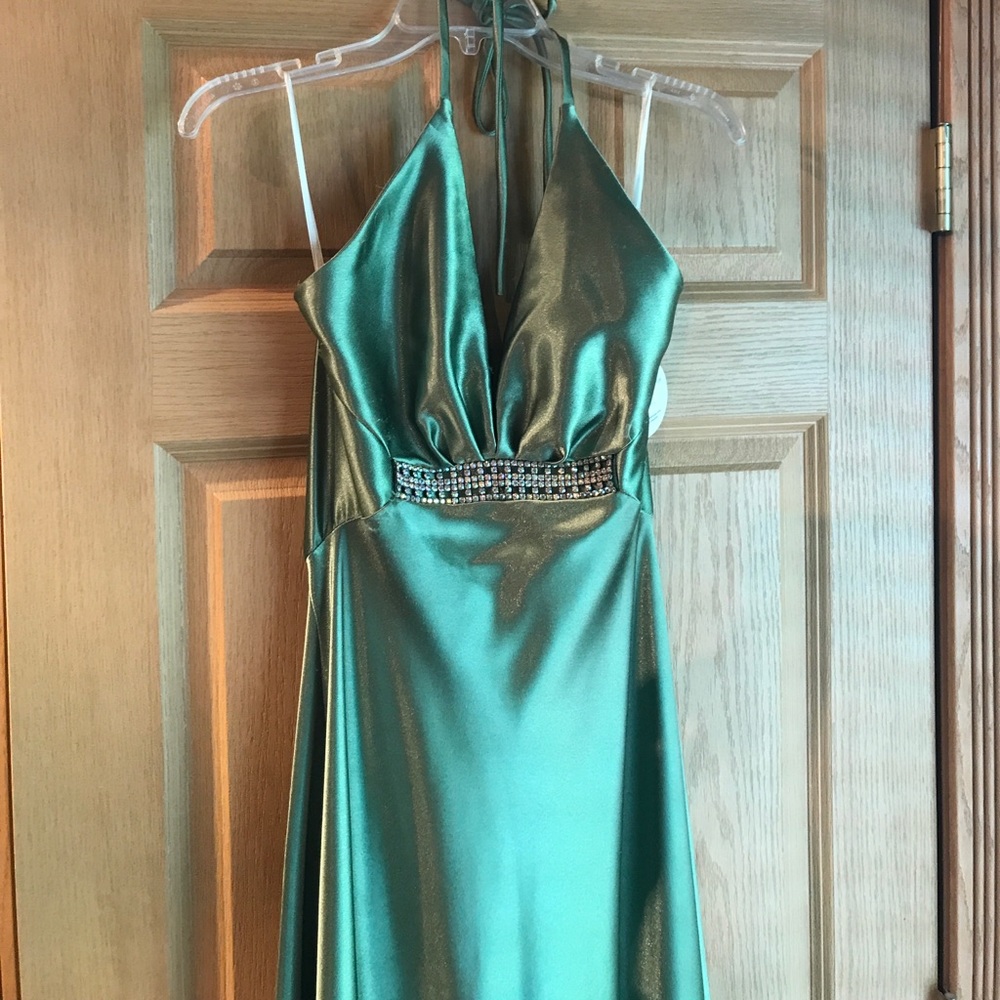 Olive green prom dress