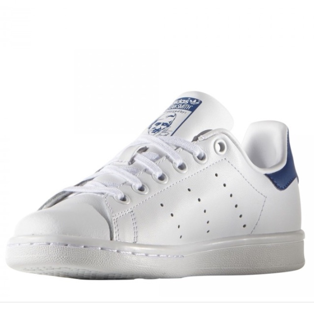 White Stan Smith Shoes with Blue